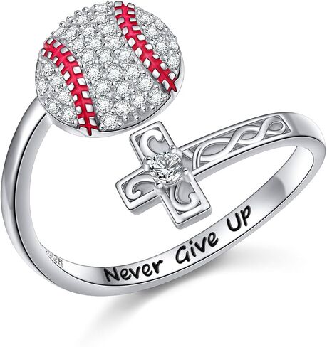 Alphm S925 الفضة الاسترليني الصليب القلب ملهمة الإيمان الكتاب المقدس الآية المسيحية خواتم للنساء مجوهرات في سن المراهقة in Kuwait