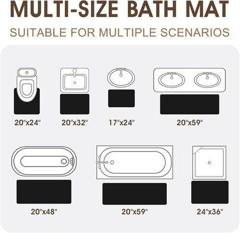ACCUMTEK Memory Foam Bath Mat, Ultra Soft Absorbent Waffle Bathroom Rugs, Super Non-Slip PVC Backing Bath Rug Quick Dry, Machine Washable Rug for Tub, Shower, Home Decor Accessory, 24" x 17", Black in Saudi Arabia