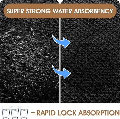 ACCUMTEK Memory Foam Bath Mat, Ultra Soft Absorbent Waffle Bathroom Rugs, Super Non-Slip PVC Backing Bath Rug Quick Dry, Machine Washable Rug for Tub, Shower, Home Decor Accessory, 24" x 17", Black in Saudi Arabia
