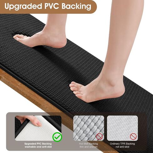 ACCUMTEK Memory Foam Bath Mat, Ultra Soft Absorbent Waffle Bathroom Rugs, Super Non-Slip PVC Backing Bath Rug Quick Dry, Machine Washable Rug for Tub, Shower, Home Decor Accessory, 24" x 17", Black in Saudi Arabia