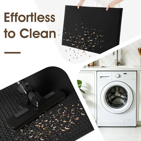 ACCUMTEK Memory Foam Bath Mat, Ultra Soft Absorbent Waffle Bathroom Rugs, Super Non-Slip PVC Backing Bath Rug Quick Dry, Machine Washable Rug for Tub, Shower, Home Decor Accessory, 24" x 17", Black in Saudi Arabia