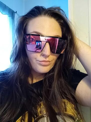 Oversized Shield Sunglasses for Women Men, Bold Black Frame with Pink Mirror Lenses, UV400 Protection Shades in Saudi Arabia