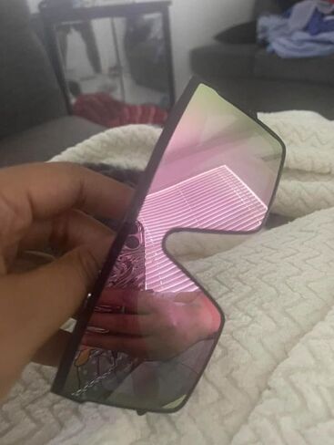 Oversized Shield Sunglasses for Women Men, Bold Black Frame with Pink Mirror Lenses, UV400 Protection Shades in Saudi Arabia