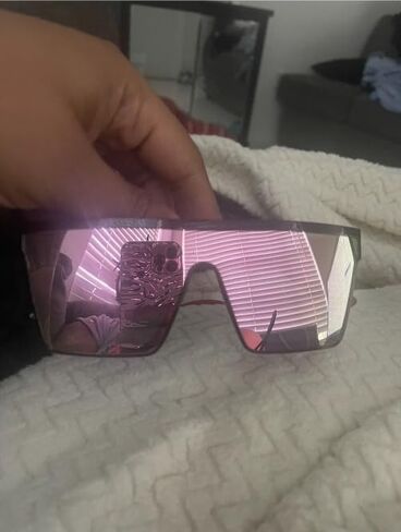 Oversized Shield Sunglasses for Women Men, Bold Black Frame with Pink Mirror Lenses, UV400 Protection Shades in Saudi Arabia