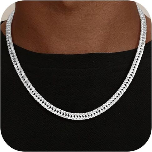 HIMSTORY Silver Chain for Men, 925 Sterling Silver Over 4.5/7mm Foxtail Chain Necklace for Men Jewelry Diamond Cut Mens Chains Gifts for Husband Father Boyfriends 18 20 22 24 26 Inch in Saudi Arabia