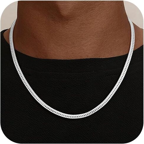 HIMSTORY Silver Chain for Men, 925 Sterling Silver Over 4.5/7mm Foxtail Chain Necklace for Men Jewelry Diamond Cut Mens Chains Gifts for Husband Father Boyfriends 18 20 22 24 26 Inch in Saudi Arabia