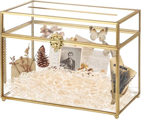 Wedding Glass Cards Box with Slot, Small Card Box for Wedding Party, Home Geometric Decorative, Birthdays Party Card Holder, 10x5.7x7.8 Inch in Saudi Arabia