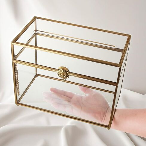 Wedding Glass Cards Box with Slot, Small Card Box for Wedding Party, Home Geometric Decorative, Birthdays Party Card Holder, 10x5.7x7.8 Inch in Saudi Arabia
