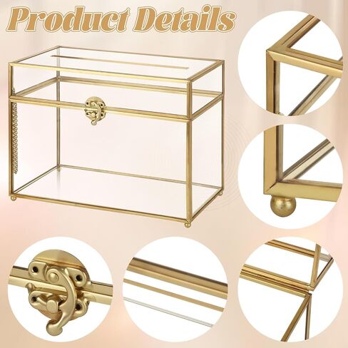 Wedding Glass Cards Box with Slot, Small Card Box for Wedding Party, Home Geometric Decorative, Birthdays Party Card Holder, 10x5.7x7.8 Inch in Saudi Arabia