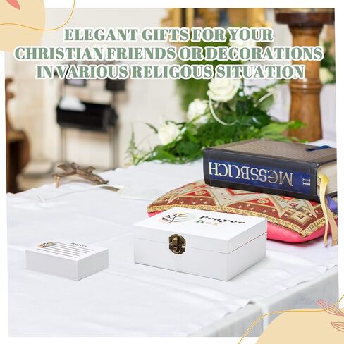 Cinnvoice 2 Sets Prayer Boxes with 200 Pcs Boho Cards to Write 6.8 x 5 x 3 Inches Wooden Prayer Request Cards Box for Women Christian Bible Nativity First Communion Gifts in Kuwait