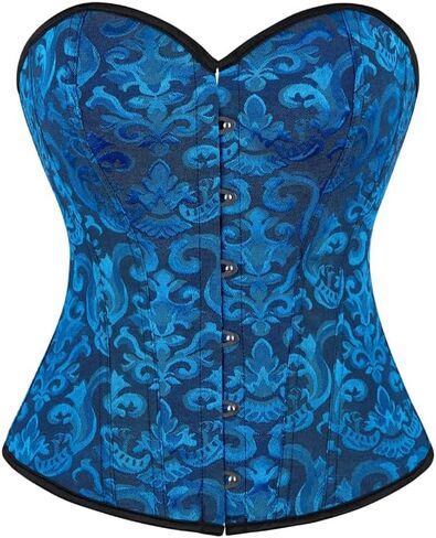 Women's Overbust Corset, Front Busk Closure Bustier, Lace-Up Back Shapewear, for Cosplay, Parties, Vintage Themed Events Blue in Kuwait