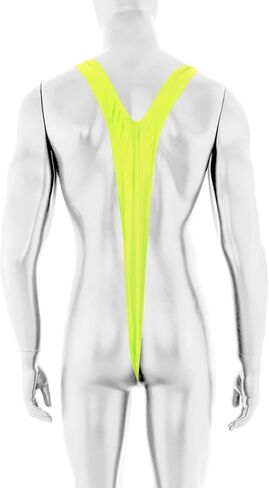 Marsrut Mankini ملابس السباحة الرجال ثونغ زي قطعة واحدة سراويل داخلية ملتصقة بسط مضحك مثير أرجوحة للاستحمام شاطئ الموز (أصفر) in Kuwait