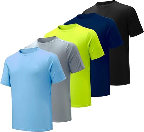 5 Pack Men's Crew Neck T-Shirts Breathable Lightweight Short Sleeve Gym Workout Athletic Tee Shirts Size Up 2 in Saudi Arabia