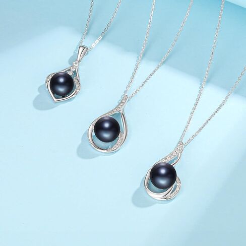 Iefil 9-11mm Freshwater Pearl Necklace, Infinity Pearl Necklace, Anniversary Birthday Gifts for Women Wife Mom Girlfriend, 925 Sterling Silver in Kuwait