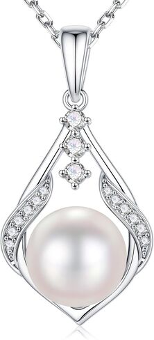 Iefil 9-11mm Freshwater Pearl Necklace, Infinity Pearl Necklace, Anniversary Birthday Gifts for Women Wife Mom Girlfriend, 925 Sterling Silver in Kuwait