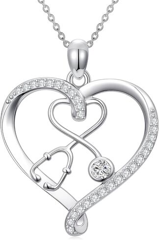 Nurse Gifts 925 Sterling Silver Heart Stethoscope Necklace for Women Nursing Jewelry Graduation Mothers Day Gifts for Nurse Doctor Medical Student RN in Saudi Arabia