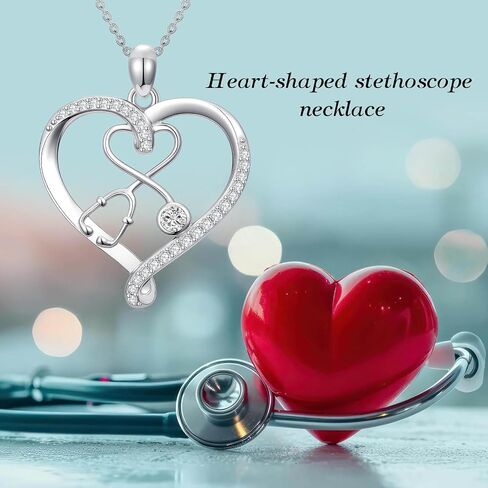 Nurse Gifts 925 Sterling Silver Heart Stethoscope Necklace for Women Nursing Jewelry Graduation Mothers Day Gifts for Nurse Doctor Medical Student RN in Saudi Arabia