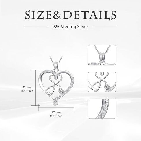 Nurse Gifts 925 Sterling Silver Heart Stethoscope Necklace for Women Nursing Jewelry Graduation Mothers Day Gifts for Nurse Doctor Medical Student RN in Saudi Arabia