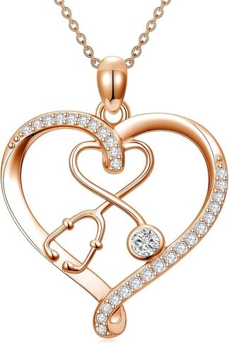 Nurse Gifts 925 Sterling Silver Heart Stethoscope Necklace for Women Nursing Jewelry Graduation Mothers Day Gifts for Nurse Doctor Medical Student RN in Saudi Arabia