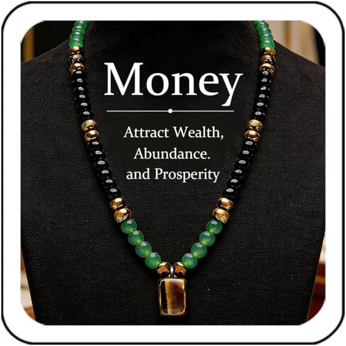 Money Necklaces for Women - Natural Tigers Eye Necklace with Feng Shui Coins, Wealth Attraction & Protection Jewelry, Spiritual Crystal Beaded Gifts for Luck in Saudi Arabia