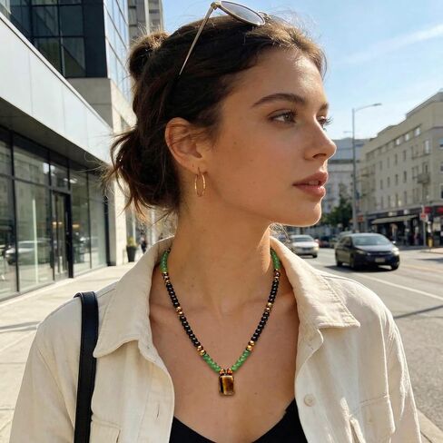 Money Necklaces for Women - Natural Tigers Eye Necklace with Feng Shui Coins, Wealth Attraction & Protection Jewelry, Spiritual Crystal Beaded Gifts for Luck in Saudi Arabia