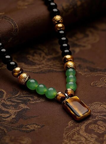 Money Necklaces for Women - Natural Tigers Eye Necklace with Feng Shui Coins, Wealth Attraction & Protection Jewelry, Spiritual Crystal Beaded Gifts for Luck in Saudi Arabia
