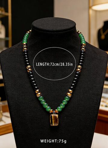 Money Necklaces for Women - Natural Tigers Eye Necklace with Feng Shui Coins, Wealth Attraction & Protection Jewelry, Spiritual Crystal Beaded Gifts for Luck in Saudi Arabia