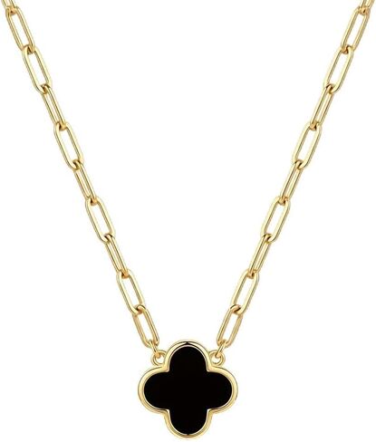 SHINYY 2 Side Clover Necklace for Women | 18K Gold Plated Four Leaf Lucky Pendant | 4 Leaf Jewelry for Her in Saudi Arabia
