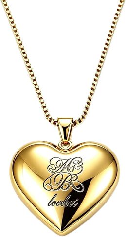 Madison Merch Beer Gold Heart Pendant Photo Locket Necklace for Women, Trendy Box Chain Album Locket Tour Concert Outfit Jewelry Gifts for Fans in Saudi Arabia