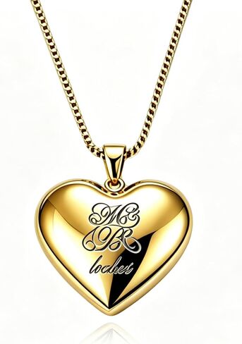 Madison Merch Beer Gold Heart Pendant Photo Locket Necklace for Women, Trendy Box Chain Album Locket Tour Concert Outfit Jewelry Gifts for Fans in Saudi Arabia