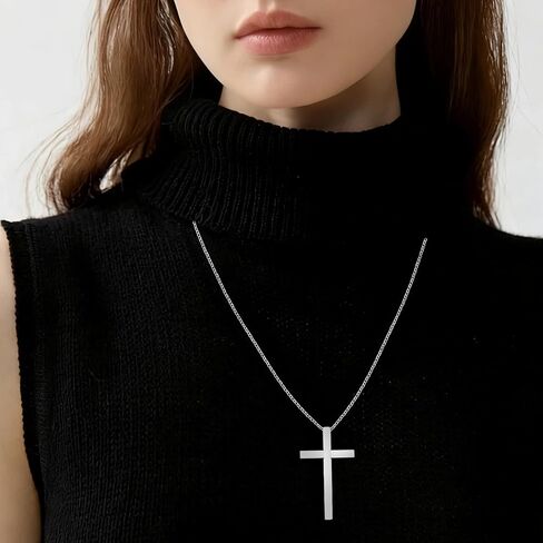 Self Defense Cross Necklace, 21 Inch Chain Stainless Steel Emergency Tool Religious Cross Jewelry for Men and Women Comes with Gift Box in Saudi Arabia