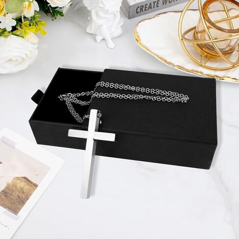 Self Defense Cross Necklace, 21 Inch Chain Stainless Steel Emergency Tool Religious Cross Jewelry for Men and Women Comes with Gift Box in Saudi Arabia