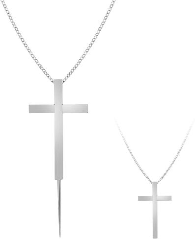 Self Defense Cross Necklace, 21 Inch Chain Stainless Steel Emergency Tool Religious Cross Jewelry for Men and Women Comes with Gift Box in Saudi Arabia