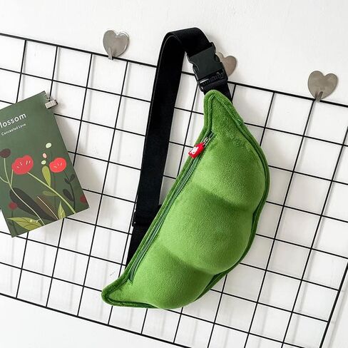 Cute Green Soybeans Shaped Crossbody Bag, Novelty Bag - Cute Pea Shaped Funny Pack Plush Chest Purse for Women in Saudi Arabia