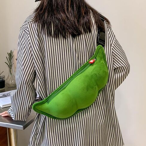 Cute Green Soybeans Shaped Crossbody Bag, Novelty Bag - Cute Pea Shaped Funny Pack Plush Chest Purse for Women in Saudi Arabia