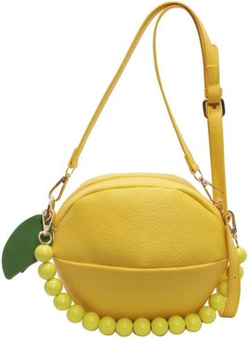 Lemon Peach Fruit Shaped Round Cute Crossbody Bags for Women Pu Leather Satchel Clutch Purse Novelty Shoulder Bag 2026 in Saudi Arabia