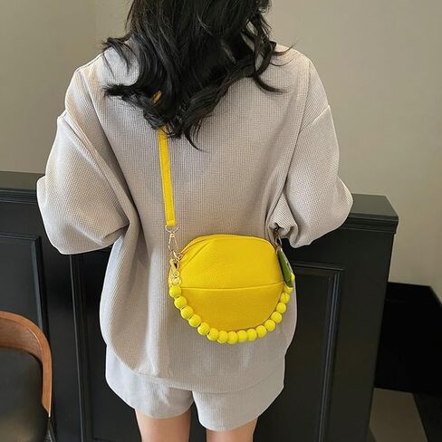 Lemon Peach Fruit Shaped Round Cute Crossbody Bags for Women Pu Leather Satchel Clutch Purse Novelty Shoulder Bag 2026 in Saudi Arabia