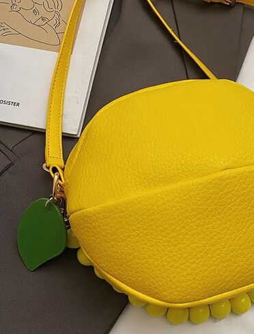 Lemon Peach Fruit Shaped Round Cute Crossbody Bags for Women Pu Leather Satchel Clutch Purse Novelty Shoulder Bag 2026 in Saudi Arabia