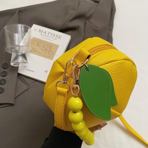 Lemon Peach Fruit Shaped Round Cute Crossbody Bags for Women Pu Leather Satchel Clutch Purse Novelty Shoulder Bag 2026 in Saudi Arabia