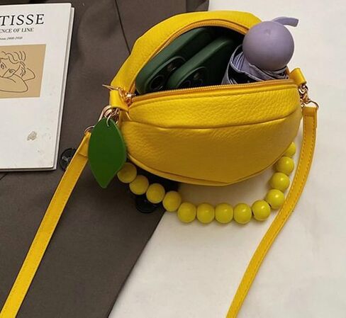 Lemon Peach Fruit Shaped Round Cute Crossbody Bags for Women Pu Leather Satchel Clutch Purse Novelty Shoulder Bag 2026 in Saudi Arabia