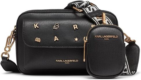 حقيبة كروس مايبيل للنساء من KARL LAGERFELD Paris مع حقيبة، أسود/ذهبي، مقاس واحد in Kuwait