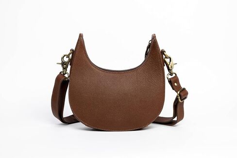 American Bison Brown Half-Moon Crossbody Bag – Floral Filigree Leather Shoulder Purse, Western Style in Saudi Arabia