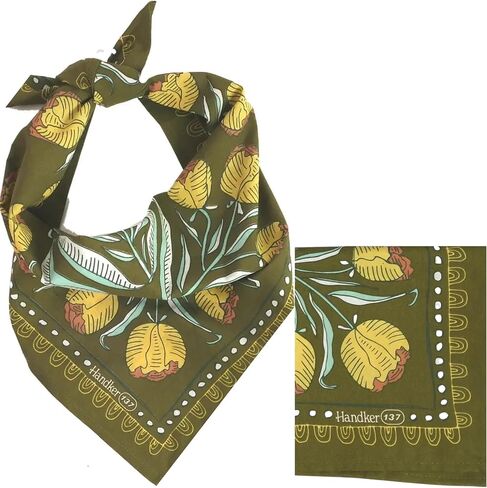 Handker Adele Bandana 22"x22 Premium Cotton Bandana for Women & Men - Wearable Multi-Purpose Accessory for Hair Scarf Neck Bag - Original Artist Design Lightweight Protective Coverage Unisex Bandanas in Saudi Arabia