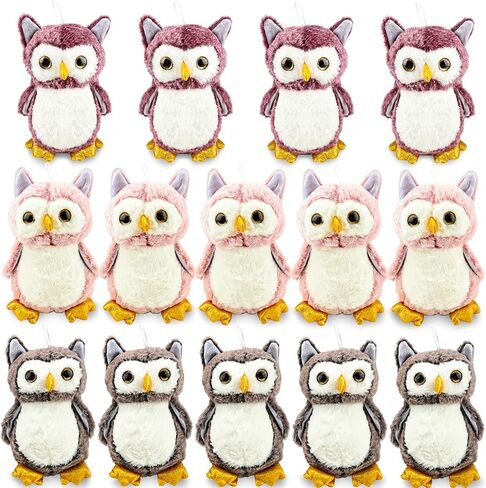 14 Pcs Owl Plush Stuffed Animals Keychain 9 Inch Cute Small Hanging Stuffed Owl for Wizard Party Favors Gifts Classroom Prizes, 3 Colors in Saudi Arabia