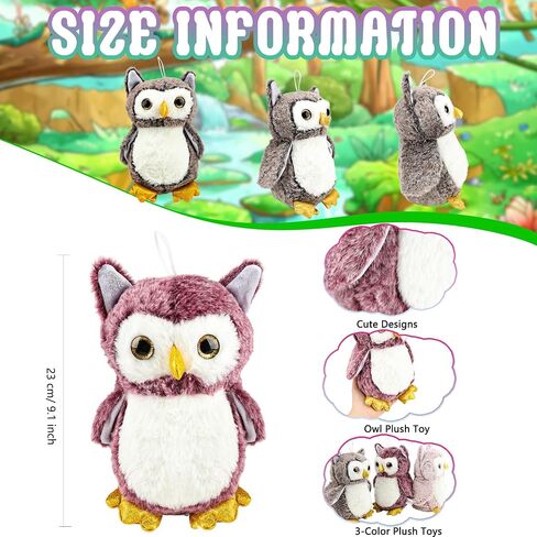 14 Pcs Owl Plush Stuffed Animals Keychain 9 Inch Cute Small Hanging Stuffed Owl for Wizard Party Favors Gifts Classroom Prizes, 3 Colors in Saudi Arabia