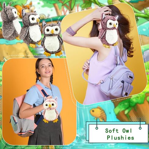 14 Pcs Owl Plush Stuffed Animals Keychain 9 Inch Cute Small Hanging Stuffed Owl for Wizard Party Favors Gifts Classroom Prizes, 3 Colors in Saudi Arabia