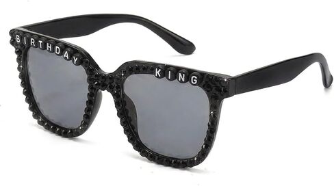 Birthday Sunglasses for Men, Black Square Birthday King Glasses for Men Him Birthday Gifts Decorations Props Party Accessories in Saudi Arabia