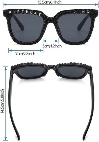 Birthday Sunglasses for Men, Black Square Birthday King Glasses for Men Him Birthday Gifts Decorations Props Party Accessories in Saudi Arabia