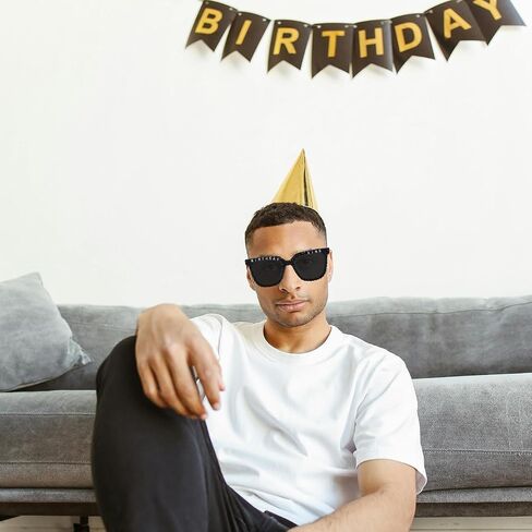 Birthday Sunglasses for Men, Black Square Birthday King Glasses for Men Him Birthday Gifts Decorations Props Party Accessories in Saudi Arabia