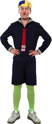 Adults Quico Costume Long Sleeve Shirt Hat Short Pants Socks Sailor Uniform Halloween Cosplay Outfit in Saudi Arabia